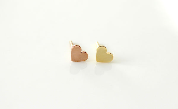 Flat Gold Heart Studs