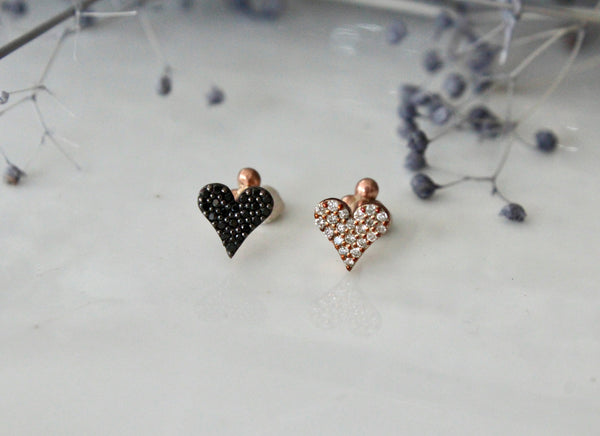 Diamond Pave Heart Stud