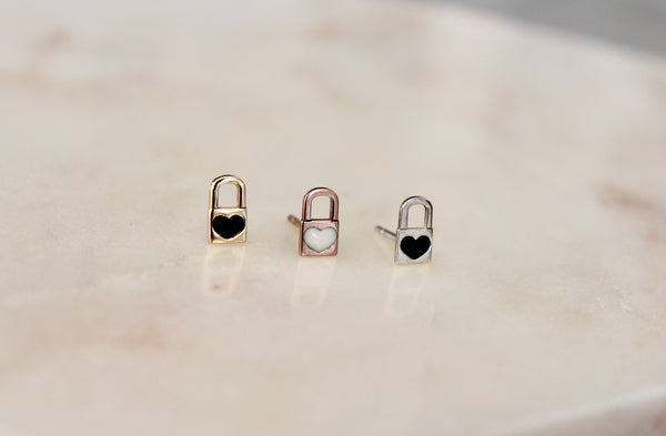 Heart Lock Enamel Stud