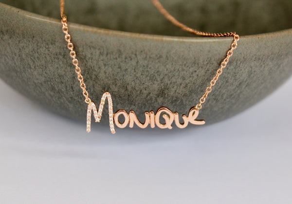 Diamond Custom Script Necklace