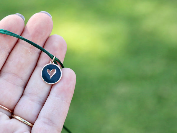 Squiggle Heart Enamel Disk Necklace