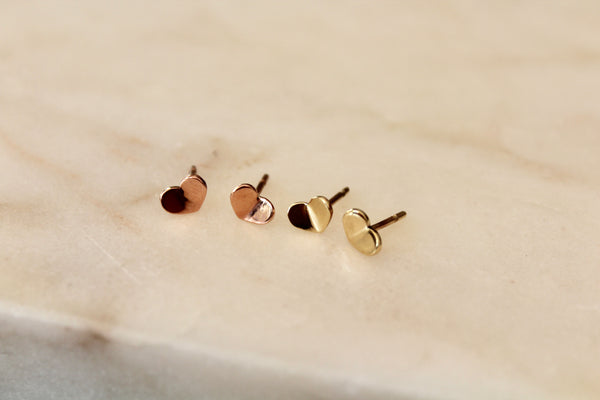 Curved Gold Heart Stud