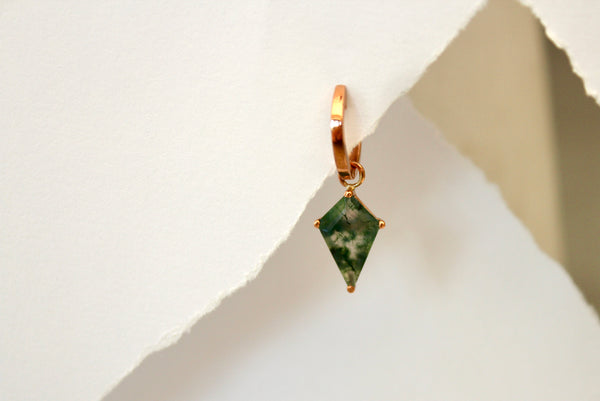 Moss Agate Kite Huggie Charm