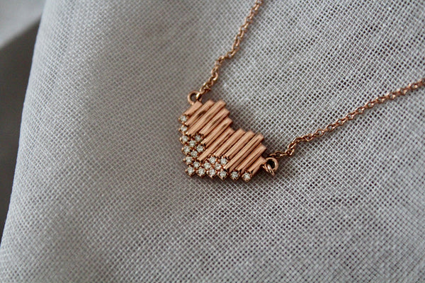 Diamond Corrugated Square Heart Necklace