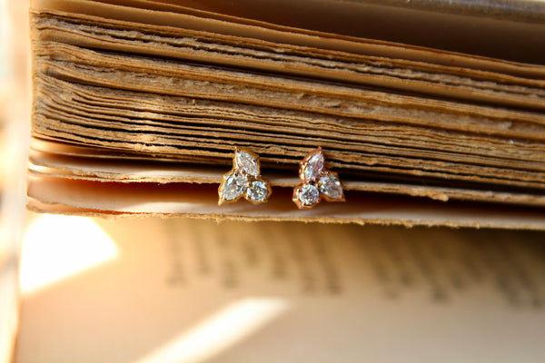 Marquise + Pear + Round Scalloped Studs