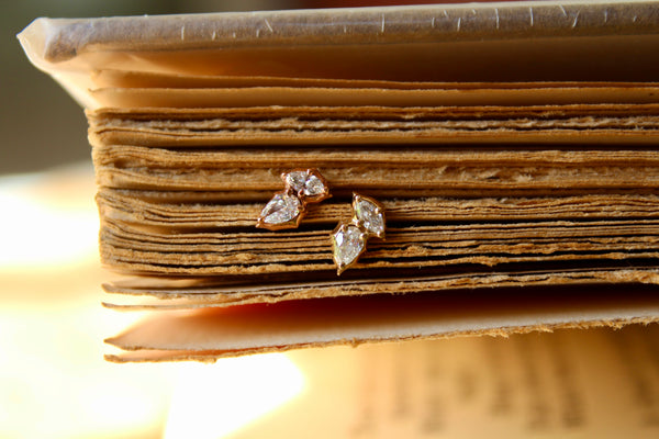 Pear + Marquise Scalloped Studs