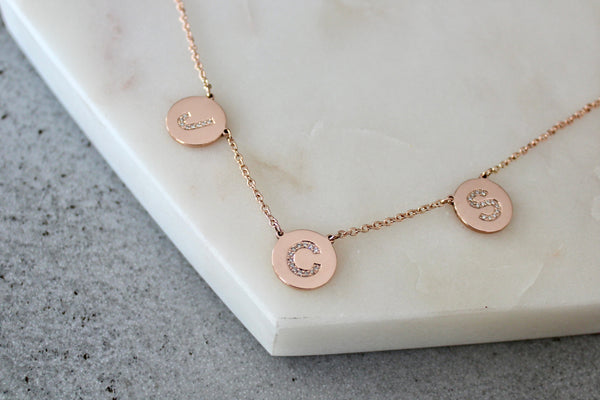 Diamond Initial Disc Necklace