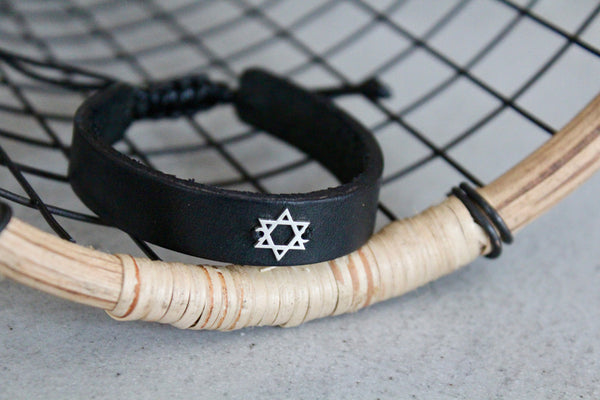 Magen David on Leather Cuff